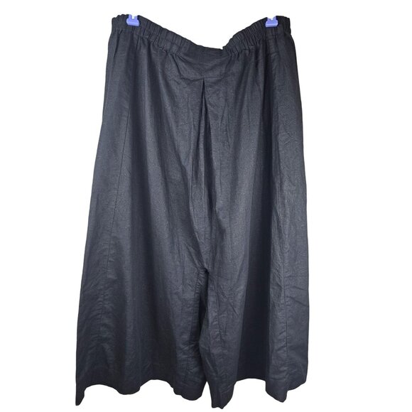 Marketplace Handiwok of India Black Wide-Leg Drop Crotch Linen-Blend Pants 1W/1X - Picture 2 of 7